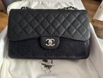 CHANEL Double Flap Jumbo Damen caviar leder Tasche