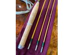 Hardy Marvel 7 1/2ft Palakona Bambus Fliegenrute 3-teilig 2 Spitzen mit Lederrohr-