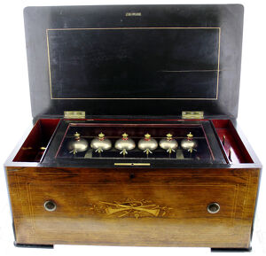 Antikes Walzenspielwerk um 1870 mit 6 Glocken