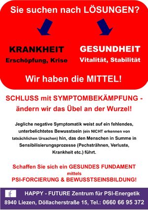 (ONLINE) HF BERATUNGSTAGE: PROBLEMEN jeglicher Art, den Nährboden zu entziehen, durch PSI-FORCIERUNG!